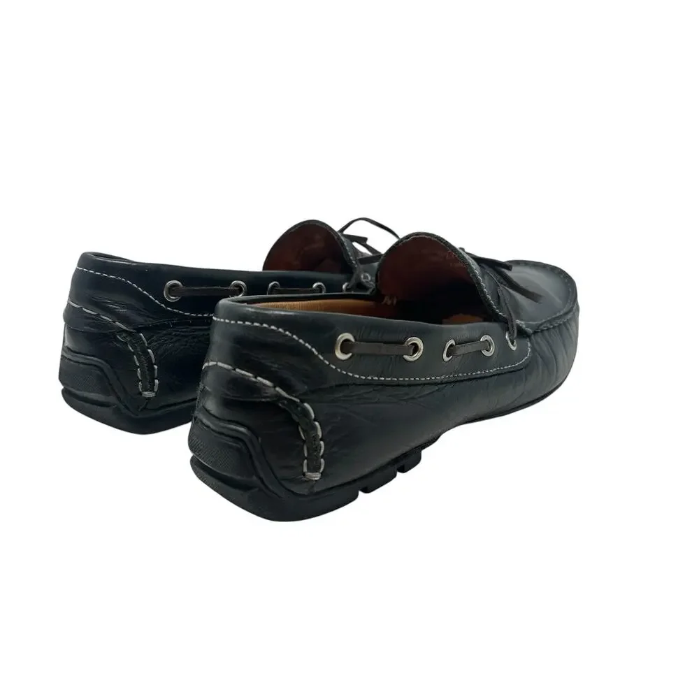 Peter Millar Pebbled Leather Driver Moc Loafers Black Driving Shoes‎ Men's 9M